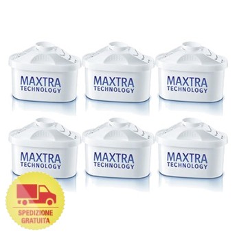 BRITA Filtri MAXTRA+ per Caraffa Filtrante per acqua - Pacchetto semestrale  incl. 6 Filtri MAXTRA+ per la riduzione di cloro, calcare e impurità